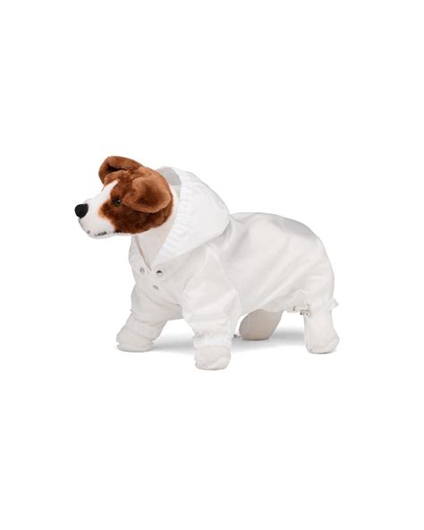 White Nylon dog raincoat with hood 